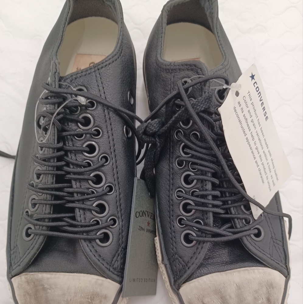 John Varvatos converse all star unisex  leather black sneackers W Sz 7 M Sz5